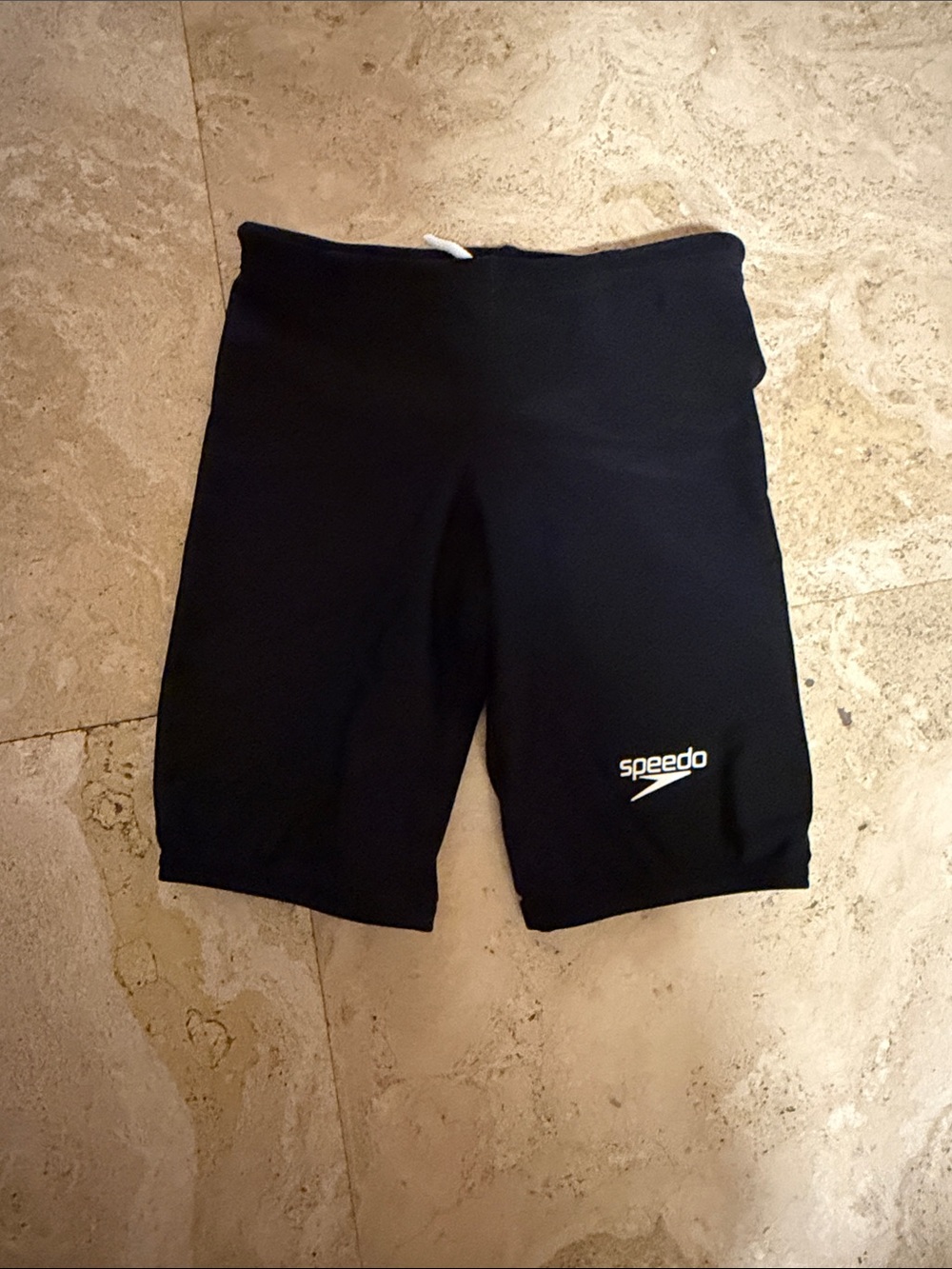 Speedo Black Boys' Jammer Swim Shorts with White Logo